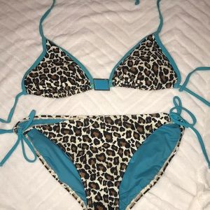 Blue and cheetah bikini
